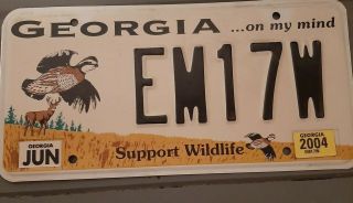 2004 Georgia Support Wildlife Speciality License Plate Bobwood Quail