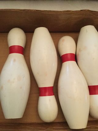 Buckeye Vintage Wooden 7.  5” Ten Pin Bowling Set Game w Balls 3