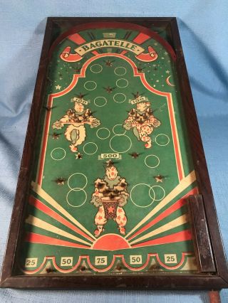 Vintage Bagatelle Tabletop Wood Pinball Plinko Game No.  G85 Clowns Rare