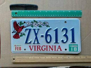 License Plate,  Virginia,  Specialty: Cardinal,  Zx - 6131