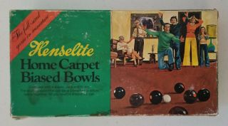 Vintage Henselite Home Carpet Biased Bowls Indoor Junior Set