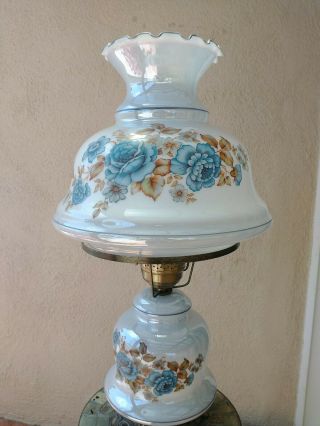 Vintage Accurate Casting Co.  Inc.  Hurricane Blue Table Parlor Lamp Large
