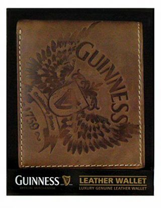 Guinness Brown Leather Wallet With Wingsl Design