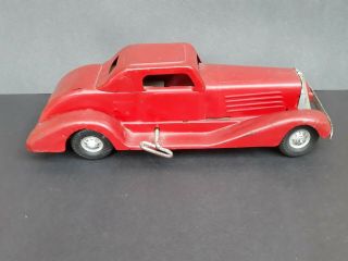 Vtg Marx Siren Fire Chief Pressed Steel Wind Up Toy Car & Key 1930s Repainted