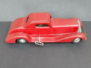 Vtg Marx Siren Fire Chief Pressed Steel Wind Up Toy Car & Key 1930s Repainted 2