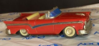 Haji Tin Red Ford Convertible Friction Car 1957 Fairlane