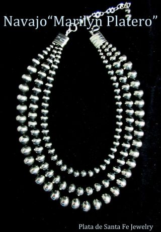 Reserved.  Navajo Marilyn Platero 3 Strand 8/10/12 Mm Navajo Pearl 925 Necklace