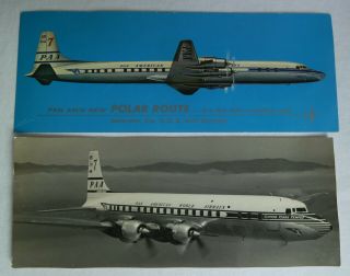 Large Airline Issue Postcard Pan American Airways Polar Route Douglas Dc - 7c