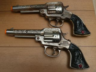 Vintage 1940’s Stevens “the Sheriff” Nickel Plated Cast Iron Cap Guns