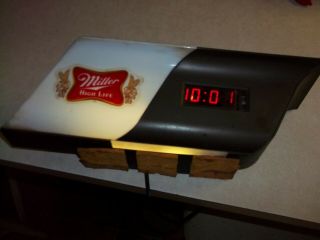 Vintage 1970s Miller High Life Beer Lighted Digital Clock Register Sign Bar