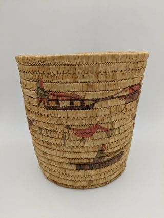 Vintage Native Alaskan Yupik Inuit Woven Story Basket
