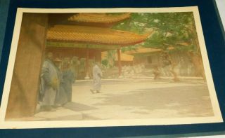 1924 Chusan " Zhoushan " China Large Buddhist Temple Hand Colored Photo