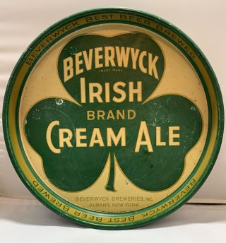 Beverwyck Irish Cream Ale " Shamrock " - 13” 1930s Albany York Inch Tavern Tray