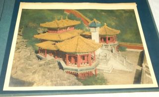 1924 Peking " Beijing " China Summer Palace Small Temple Hand Colored Photo