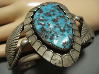 Important Vintage Navajo Vivid Turquoise David Lister Sterling Silver Bracelet