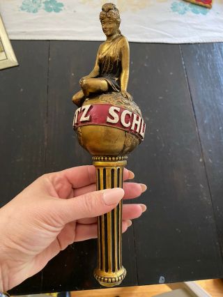 Vintage Schlitz Lady On The Earth Gold Globe Goddess Beer Tap Handle 1970s