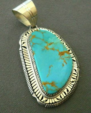 Elouise Kee Native American Navajo Royston Turquoise Sterling Silver Pendant
