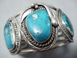 Museum Snake Vintage Navajo Turquoise Sterling Silver Bracelet Old