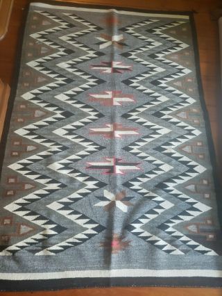 Authentic Native American Navajo Hand Woven Wool Rug 84x54 Co.