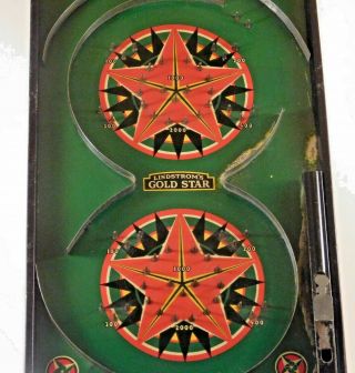 1930 ' s LINDSTROM ' S GOLD STAR Table Top Pinball Marble Shooting Game - Tin 2