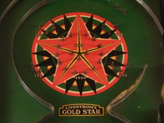 1930 ' s LINDSTROM ' S GOLD STAR Table Top Pinball Marble Shooting Game - Tin 3