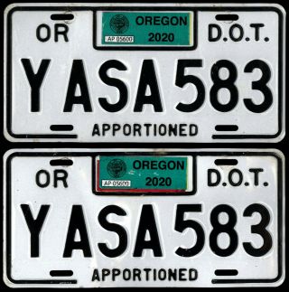 Oregon License Plates Dot Truck Apportioned Y Asa 583 Issued 2018 - Or D.  O.  T.