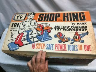 Vintage 1960s Shop King By Marx - Battery Powered Toy Workshop - Box