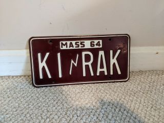 Hard To Find Official 1964 Massachusetts Ham Radio Operator License Plate K1 - Rak