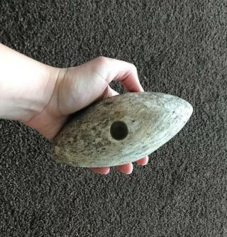 Mlc S5170 Drilled Polished Stone War Club High Plains Multicolored Old Artifact
