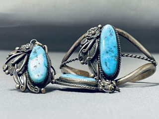 Noteworthy Vintage Navajo Morenci Turquoise Sterling Silver Slave Bracelet