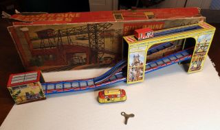 Continental Silver Mine Express Vintage Wind - Up Tin Litho Toy With Car Nr