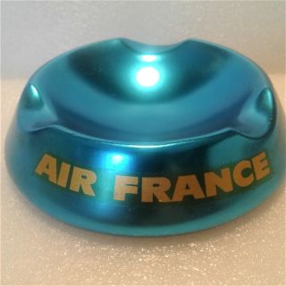 Vintage Air France Airlines Aluminum Ashtray Metallic Blue W/gold Logo
