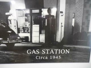 Vintage Black & White Photo PRINT Texaco Gas Station Professionally Framed 1945 3