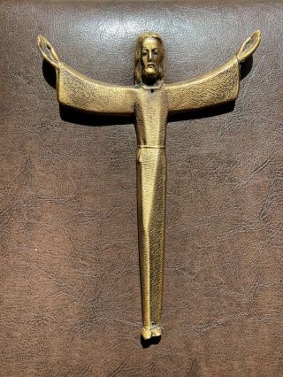 Vintage Crucifix Jesus Christ Corpus Christi 8” Gold Metal,  Rare,  Decor,  Catholic