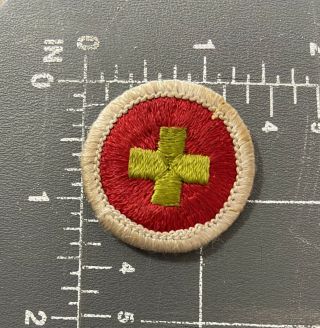 Vintage Boy Scouts Of America Bsa First Aid Merit Badge Patch Green Red Required