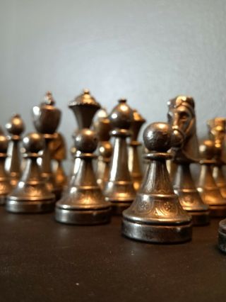 VINTAGE ITALFAMA Brass & Nickel Chess Set - Made in Italy - RARE 2