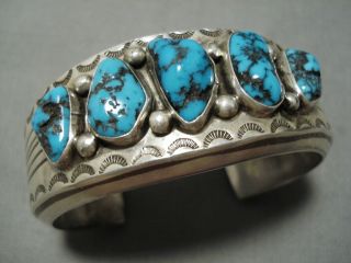 Important Vintage Navajo Kee Joe Benally Turquoise Sterling Silver Bracelet Old