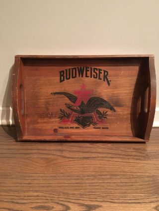 Vintage Wooden Budweiser Beer Tray Serving Platter Gideon Anderson Missouri