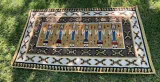 Native American Yei Indian Kilim Dhurrie Wool Large Rug Or Wall Hanging 50 " X90 "
