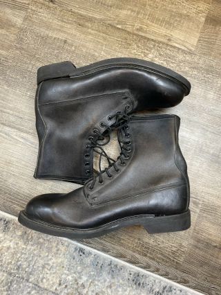 Vintage Wolverine Military Combat Black Leather Steel Toe Work Boots Mens 9