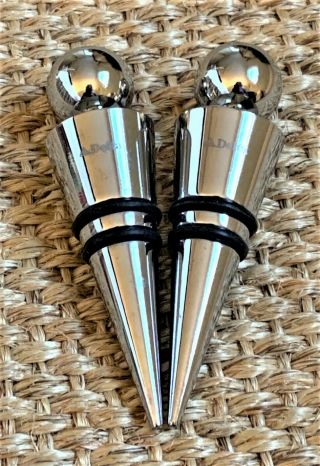 2 Delta Airlines Stainless Steel Chrome Ball Wine Bottle Stoppers 3½” Vintage