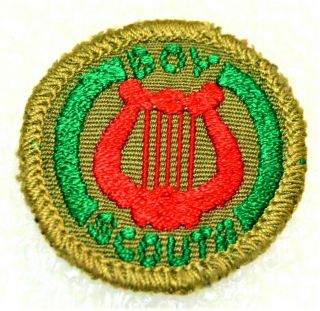 Red Harp Boy Scout Musician Proficiency Award Badge Black Back Troop Small $4.  99