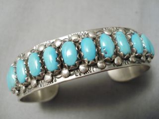 Vintage Zuni Native American Domed Turquoise Sterling Silver Bracelet