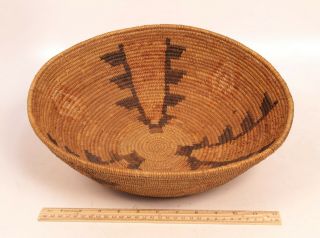 Large Antique S.  Ca Mission Indian Basketry Tray 14 " X 4 1/2 " C1910 Nr Cond