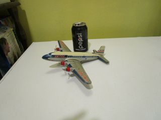 Vintage UNITED Friction Tin Toy Airplane United Air Lines DC - 7 Mainliner N46071 2