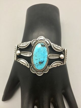 Morris Robinson Vintage Hopi Turquoise & Sterling Silver Cuff Bracelet Signed
