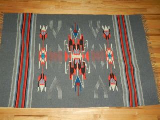 Vintage Chimayo Classic,  Southwest Design Blanket 100 Fine Wool 45 " X70 " Rug