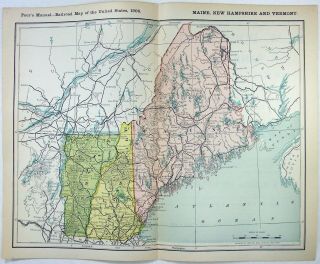 Maine,  Hampshire & Vermont - 1906 Railroad Map.