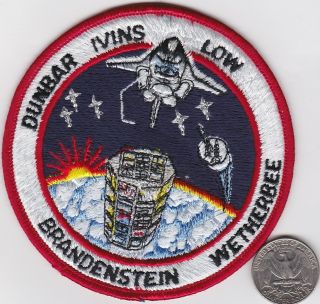 Nasa Space Ship Patch Shuttle Flight Astronaut Brandenstein Dunbar Ivins Low
