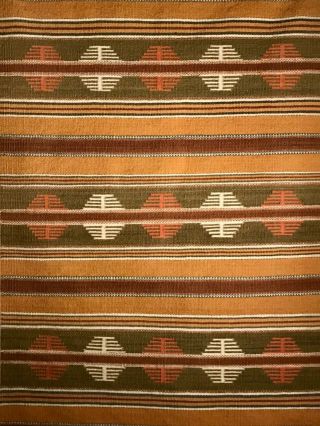 Gorgeous Navajo Wide Ruins Banded Child’s Blanket / Rug,  Pristine Cond,  Mid 20th C
